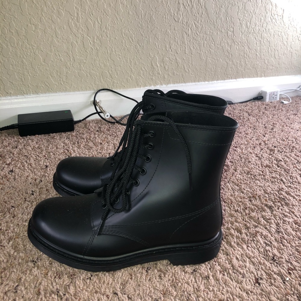 black combat boots
